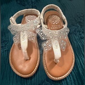 Vince Camuto Girls' Iridescent White Butterfly Rhinestone Sandals